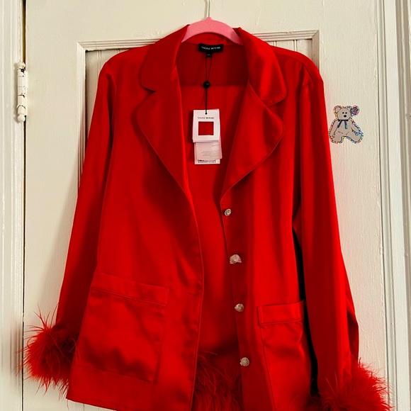 NADINE MERABI Pants - Nadine Merabi Darcie Red Pajamas